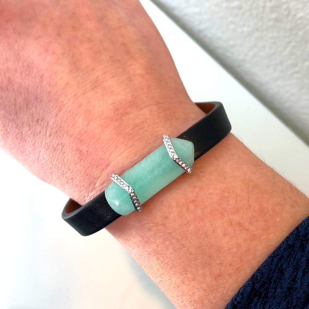KEEP Collective Silver Pave Aqua Quartz Geo Charm